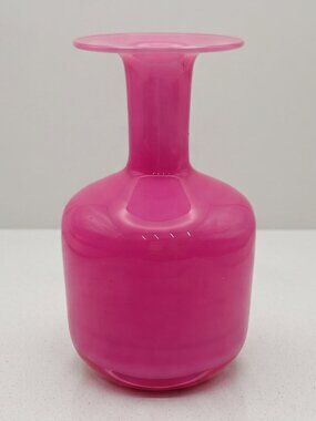 Blush Pink Polish Art Glass Vase Satin Ombre Modern Bud Vase Poland 8.5”